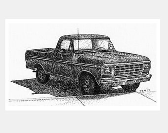 Art Print - Old Truck #1 - Ford Pickup Truck - Matted Art Print