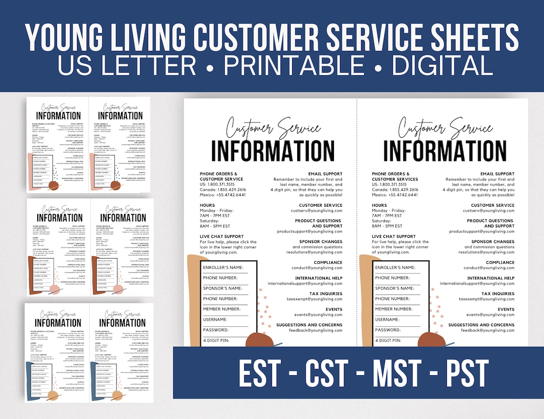 2023 Young Living Customer Service Information Half Page Etsy