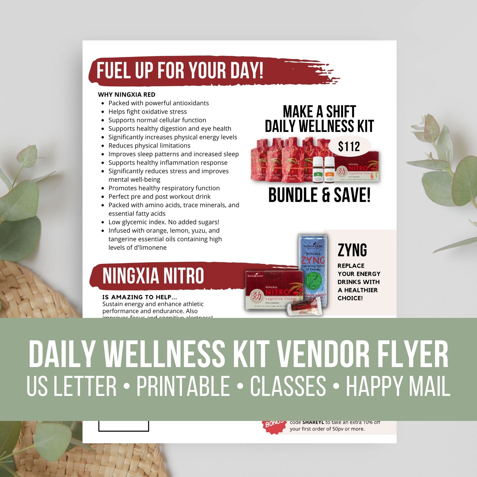 NEW Ningxia Red Vendor Event Printable Class Handout Young Living Essential Oils Daily Wellness ...