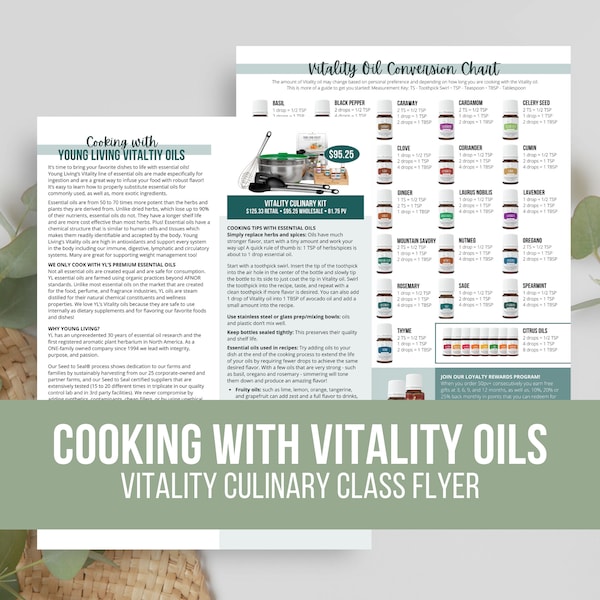 Cooking with Vitality Oils Flyer | Young Living Essential Oils | Vitality Culinary Kit | Happy Mail | Classes | Vendor Events | Class Script
