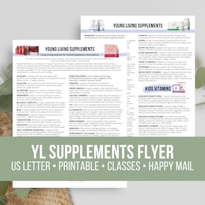 Young Living Supplements Flyer | YL Supplements | Essential Oils | Printable | Happy Mail | Team | Vendor Events