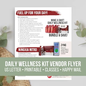 NEW NingXia Red Vendor Event Printable | Class Handout | Young Living Essential Oils | Daily Wellness Starter Kit | Team Happy Mail | Team
