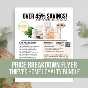 Folleto imprimible con desglose de precios del paquete de fidelización Thieves Home