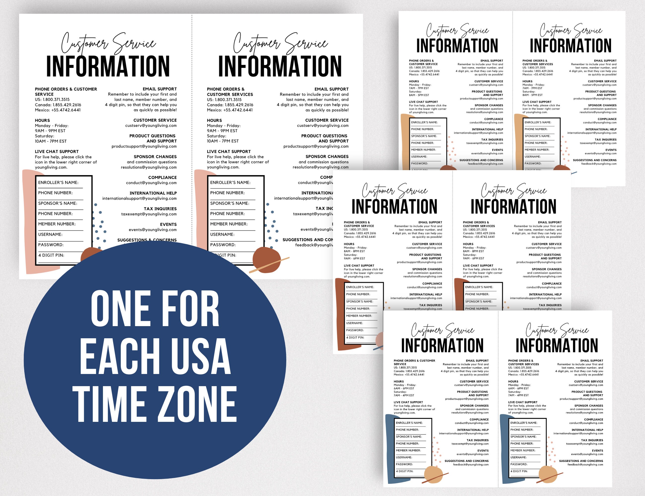 2023 Young Living Customer Service Information Half Page Etsy