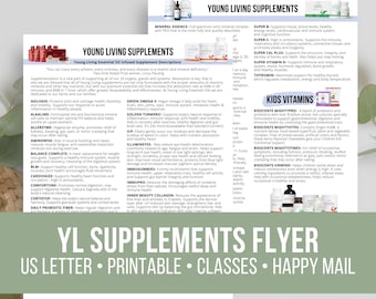 NEWLY UPDATED Young Living Supplements Flyer | YL Supplements | Essential Oils | Printable | Happy Mail | Team | Vendor Events