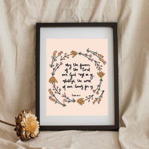 Floral Psalm 90:17 Print | Christian Wall Art | Minimalist Poster in Dreamy Colours | Gift for Any Occasion