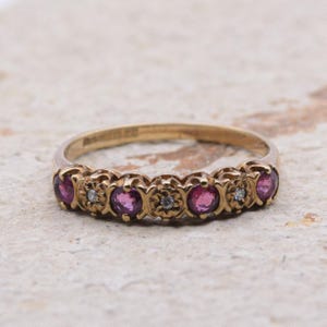 Vintage 9ct Ruby and Diamond Ring | UK Size L  | US Size 5.75