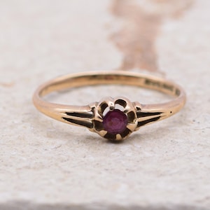 Edwardian 15ct Ruby Solitaire Ring | UK Size K | US Size 5.25