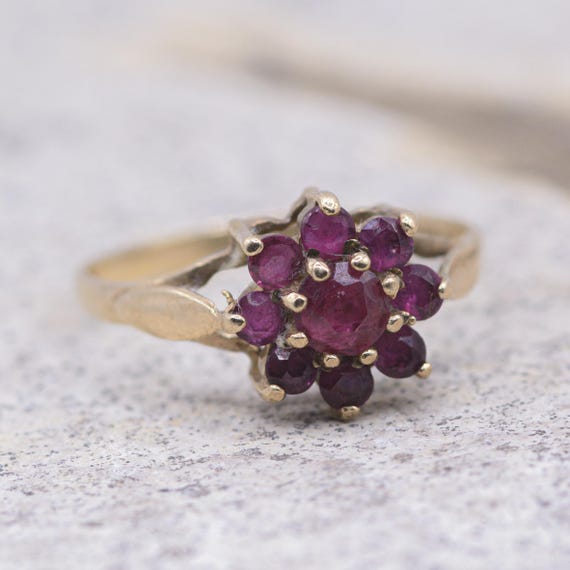 Vintage 9ct Gold Ruby Posey Ring - image 3