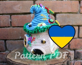 Pray for Ukraine - PATTERN PDF Fairy house teapot cozy with sunflowers and poppies, Crochet tea cosy,  Tea warmer, Fairy-Tale House