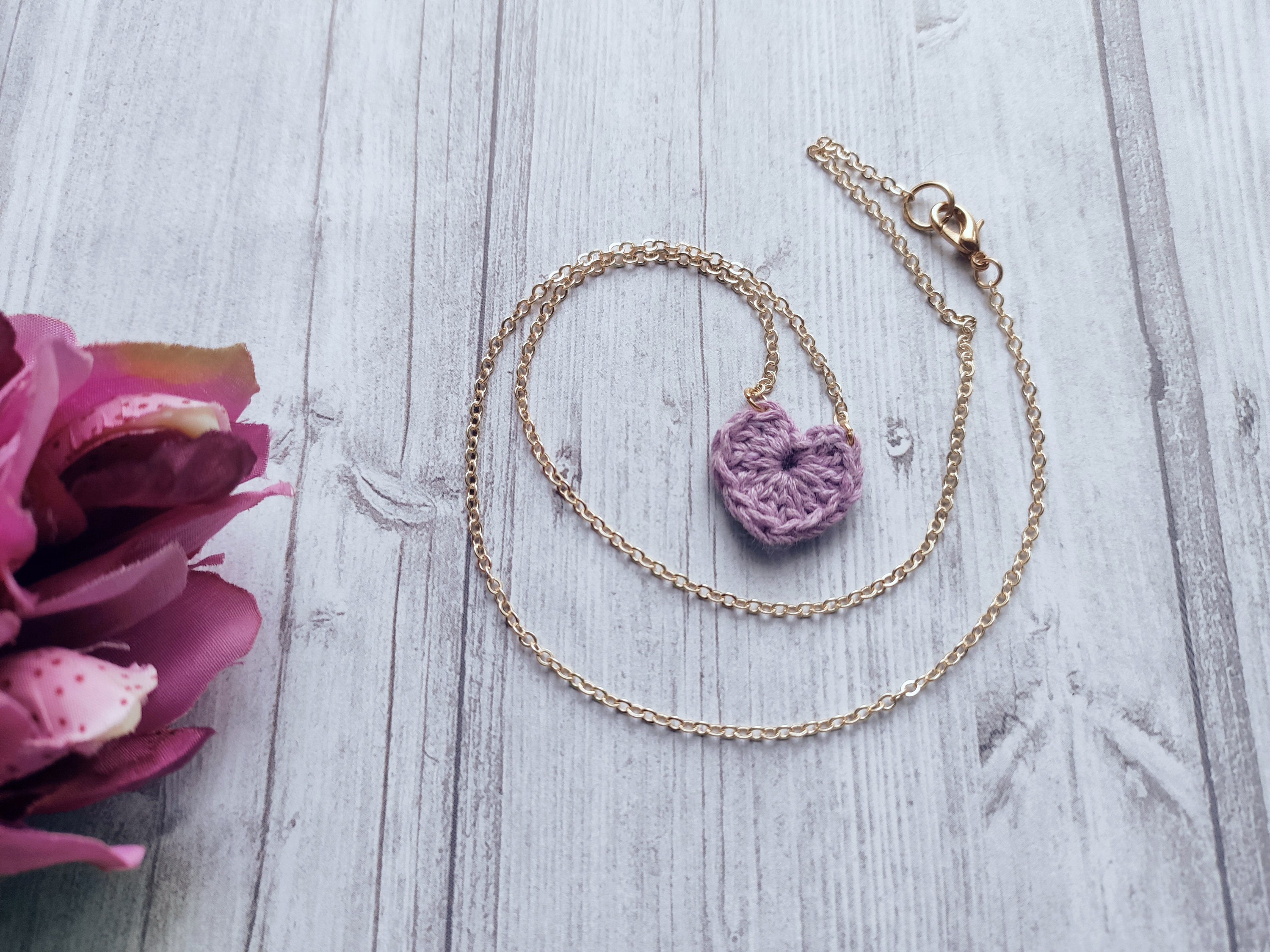 24. Crochet heart pendant pattern Heart crochet jewelry Etsy