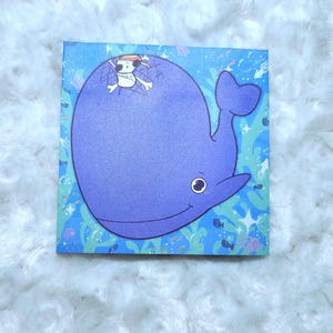 Whale ocean stickynote notepad stationary kawaii cute pirate blue cute anime manga marine life fish jellyfish