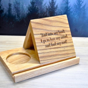 ORDER BY THE 7th February For Mothers Day  * The  Original Book Rest Personalised Solid Oak  Book Rest With Kindle Slot And Mug Stand