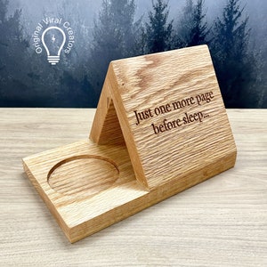 DELIVERY FROM JUNE 2024  The BookRest Original Personalised Solid Oak Book Rest And Mug Stand by Oak Inc/Wooden Triangle