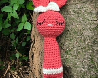 Baby rattle stick bunny, handmade gifts, top toys idea 2024, crochet rattle, best baby shower gift idea, toys for baby, toys for tots 2024