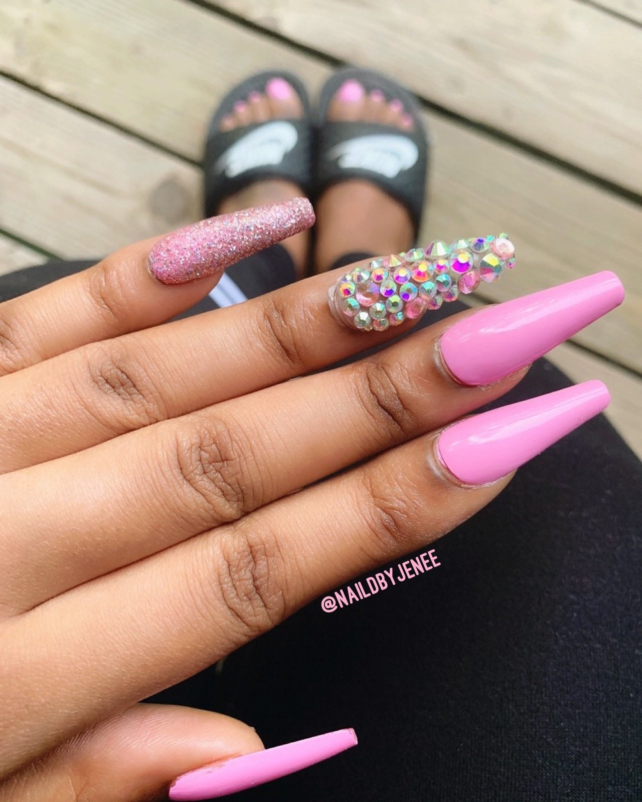 Baddie Glitter Nails Swarovski Crystalsballerina Nails Etsy Canada
