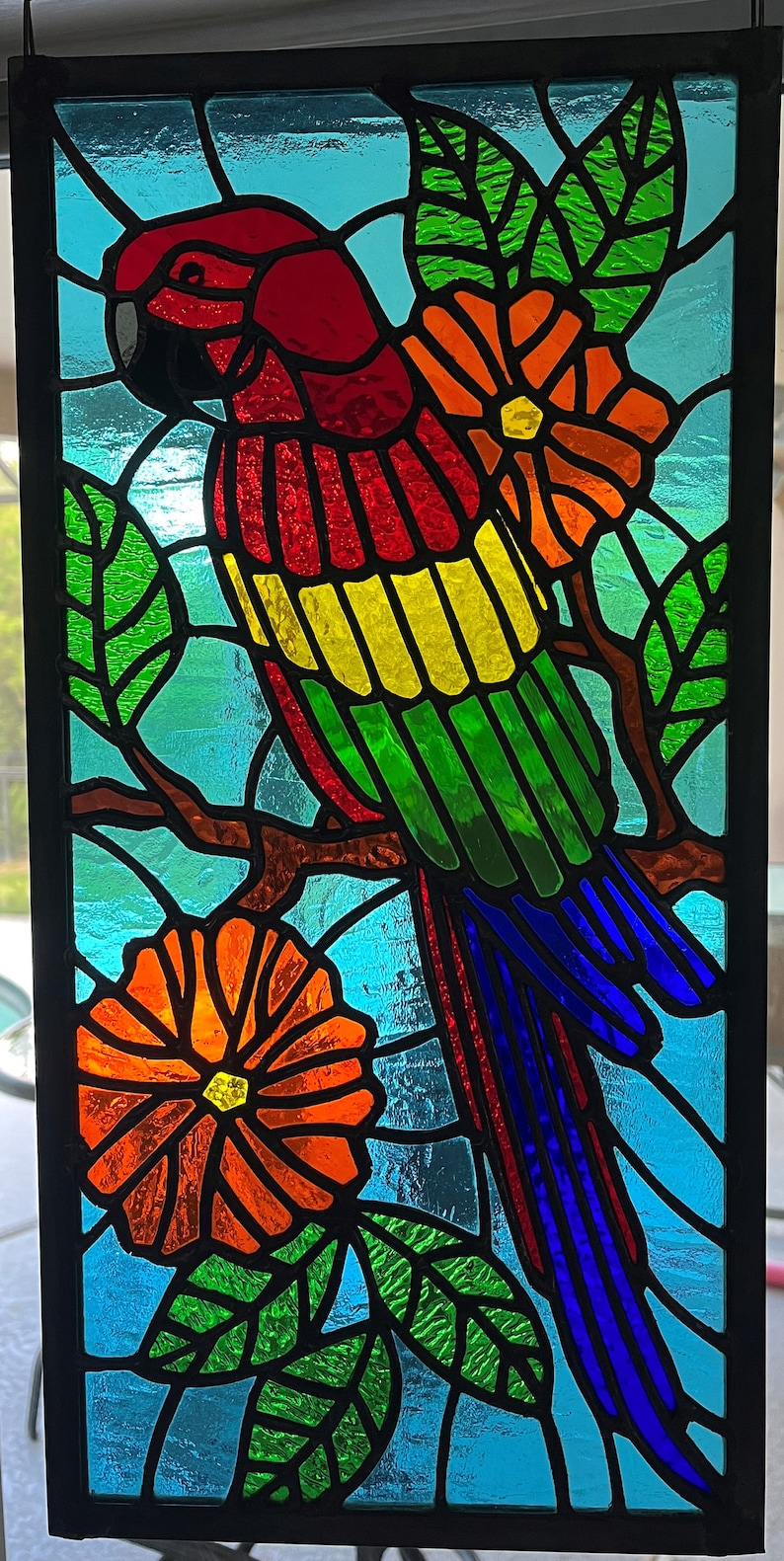 Hand Made Stained Glass Parrot Etsy