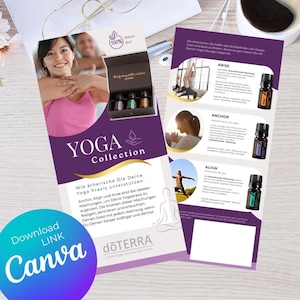 Canva Link Flyer Design |  Doterra Flyer Vorlage „Yoga Collection“ | Ätherische Öle  | doTERRA Berater ätherische Öle