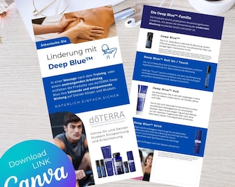 Canva Flyer Design | Doterra Flyer Template "Deep Blue" | Essential Oils Flyer as Canva Template Link | doTERRA Essential Oil Consultant