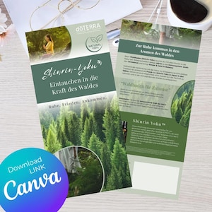 Canva Flyer Design |  Doterra Flyer Vorlage „Shinrin Yoku“ | Ätherische Öle Flyer als Canva Vorlagen Link | doTERRA Berater ätherische Öle