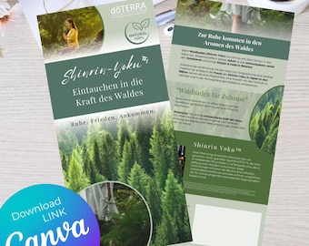 Canva Flyer Design | Doterra Flyer Template "Shinrin Yoku" | Essential Oils Flyer as Canva Template Link | doTERRA Essential Oil Consultant