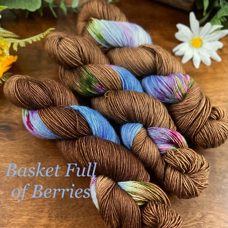 Hand dyed yarn Basket Full of Berries image 7