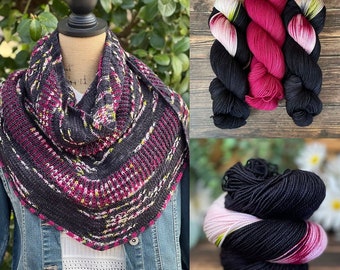 Black Orchid Trailing Flowers Shawl Kit