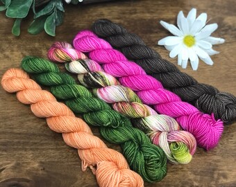 Hand Dyed Yarn Mini Skein "Blossom" Kit