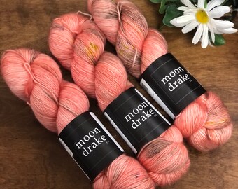 Moondrake Co. Hand Dyed Soft Fingering Yarn "James & Giant Peach"