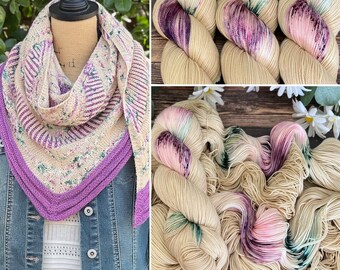 Antique Rose Trailing Flowers Shawl Kit