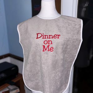 Gray bib with Red Stitching