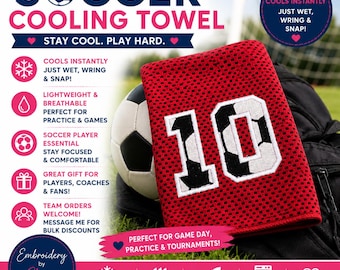 Personalized Soccer Cooling Towel | Soccer Team Gift | Custom Soccer Player Towel | Sports Cooling Rag | Tournament Gift