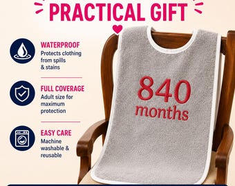 Waterproof Adult Bib for Elderly, Clothing Protector, Bib for Messy Eaters, Adult Feeding Bib, Gift for Dad Grandpa, Nursing Home Bib