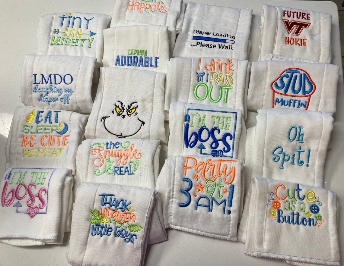 Cloth Diaper Burp Cloth Sayings Embroidered Burp Cloths Etsy