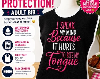 Funny Adult Bib Waterproof, Embroidered Adult Bib, Clothing Protector, Gag Gift for Dad Grandpa, Messy Eater Bib, Senior Dining Bib