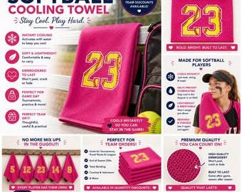 Personalized Softball Cooling Towel, Custom Name & Number Sports Towel, Team Gift, Fastpitch Player Gift, Tournament Gear, Cooling Rag