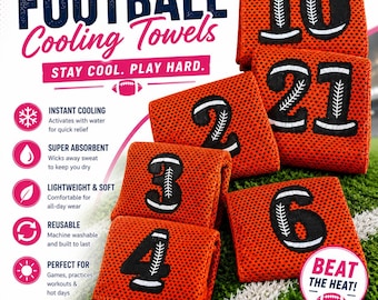 Football Cooling Towel Personalized with Player Number – Team Gift for Football Players – Sports Cooling Rag – Coach Team Order