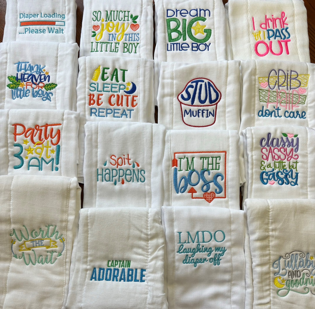 Cloth Diaper Burp Cloth Sayings, Embroidered Burp Cloths Etsy