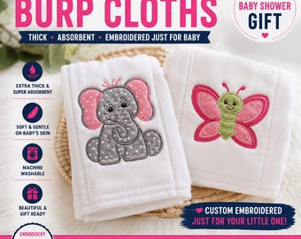 Cloth Diaper Burp Cloths, Embroidered burp cloths, appliquéd burp cloths