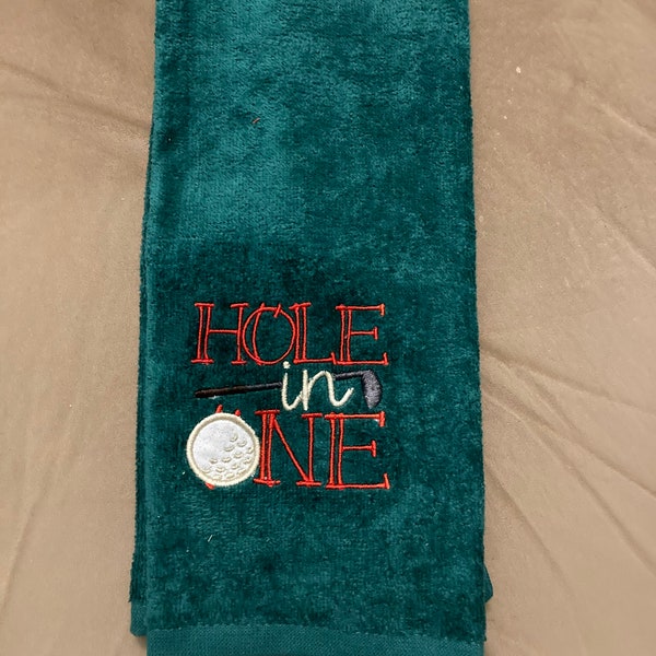 Personalized Hole in One Golf Towel, Hole in One Gift, Embroidered Hole in One Golf Towel