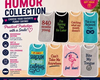 Funny Waterproof Adult Bib | Everyday Humor Collection | Embroidered Adult Bib | Senior Bib | Adaptive Adult Clothing Protector | Funny Gift