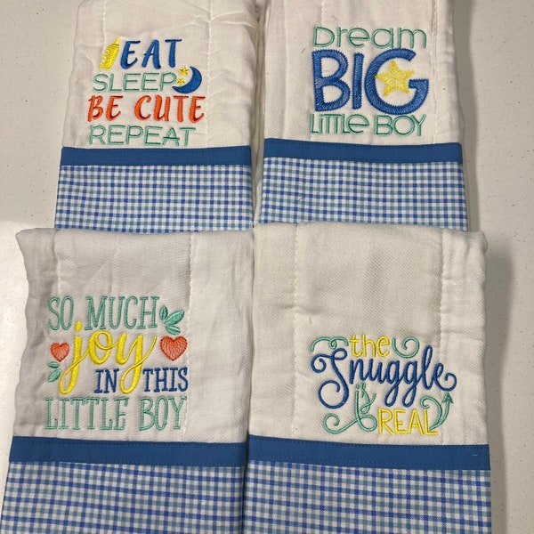 Baby Boy Burp Cloths, Custom Burp Cloths, Diaper Burp Cloths Embroidered for Boys Dream Big Little One, Baby Burp Cloths