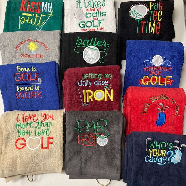 Embroidered Golf Towels, Par-Fect Towel, Hole in One,  Golf Bag Accessory