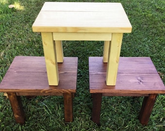 10" Solid Oak Wood Stool: Toddler Step Stool
