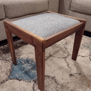 Solid Walnut Ottoman with Mid Century Modern Design