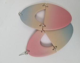 Statement pastel polymer clay earrings - handmade ombre asymmetric earrings