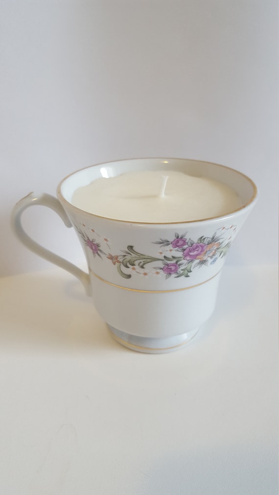 Vintage Tea Cup Candle soy wax hand poured