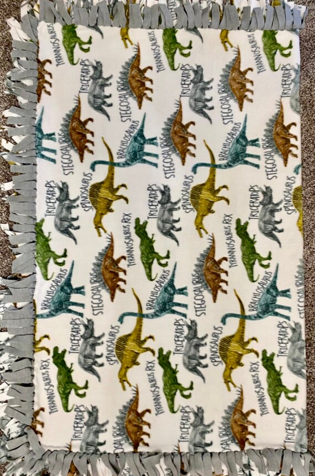 Dinosaur No Sew Fleece Blanket, Dinosaur Childrens Blanket, Dinosaur
