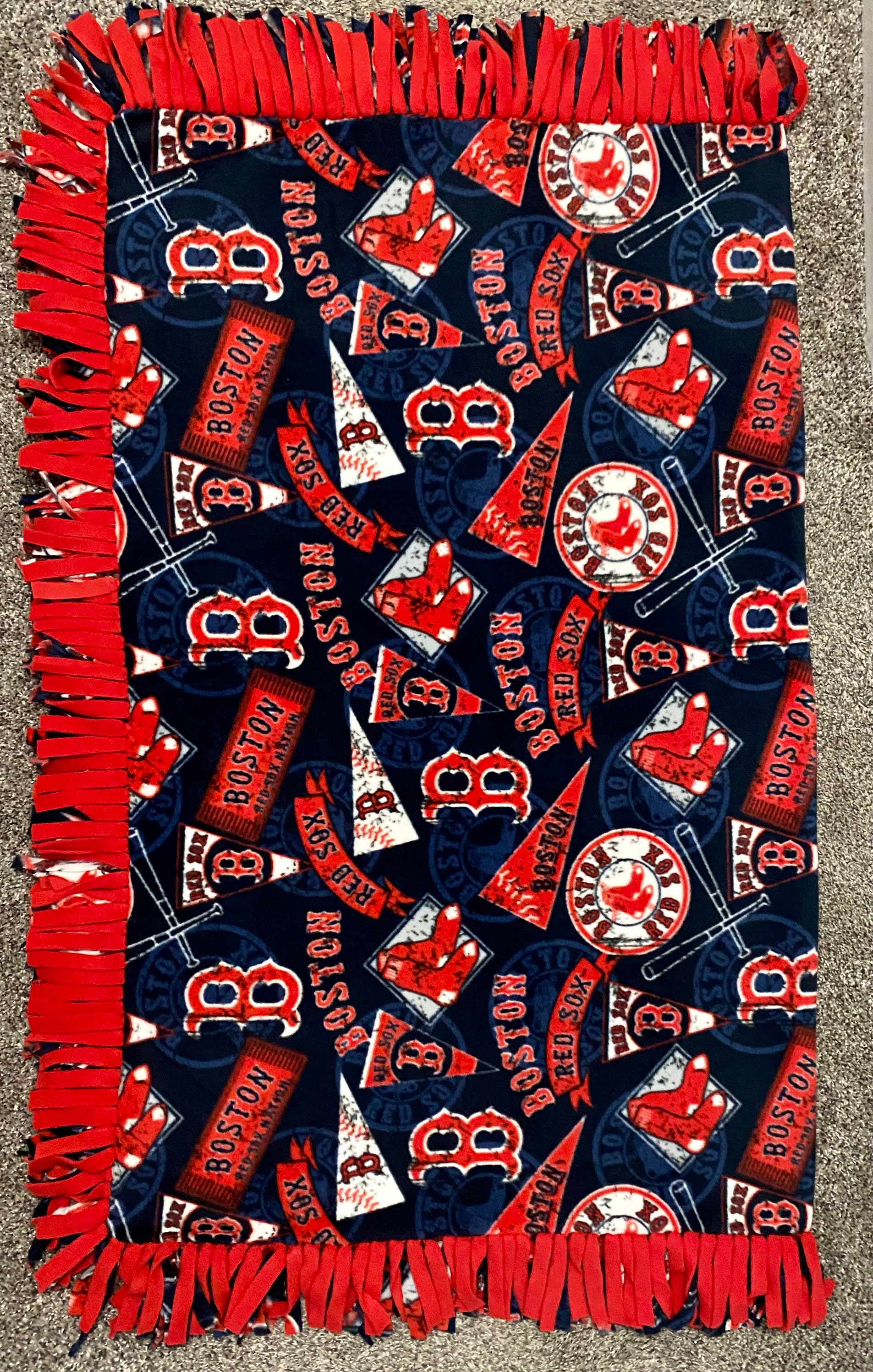 Red Sox Baseball No Sew Fleece Blanket Red Sox Baseball Blanket Red Sox Baseball Throw Blanket Red Sox Bedding Etsy