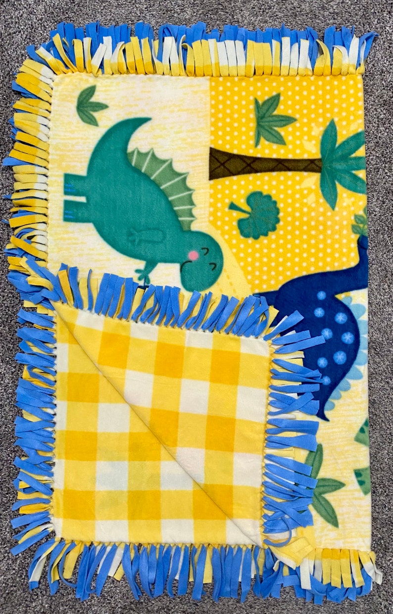 Dinosaur No Sew Fleece Childrens Blanket Etsy